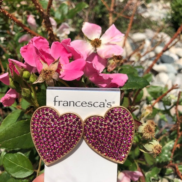 Francesca's Big Pink Heart Earrings - Picture 3 of 6
